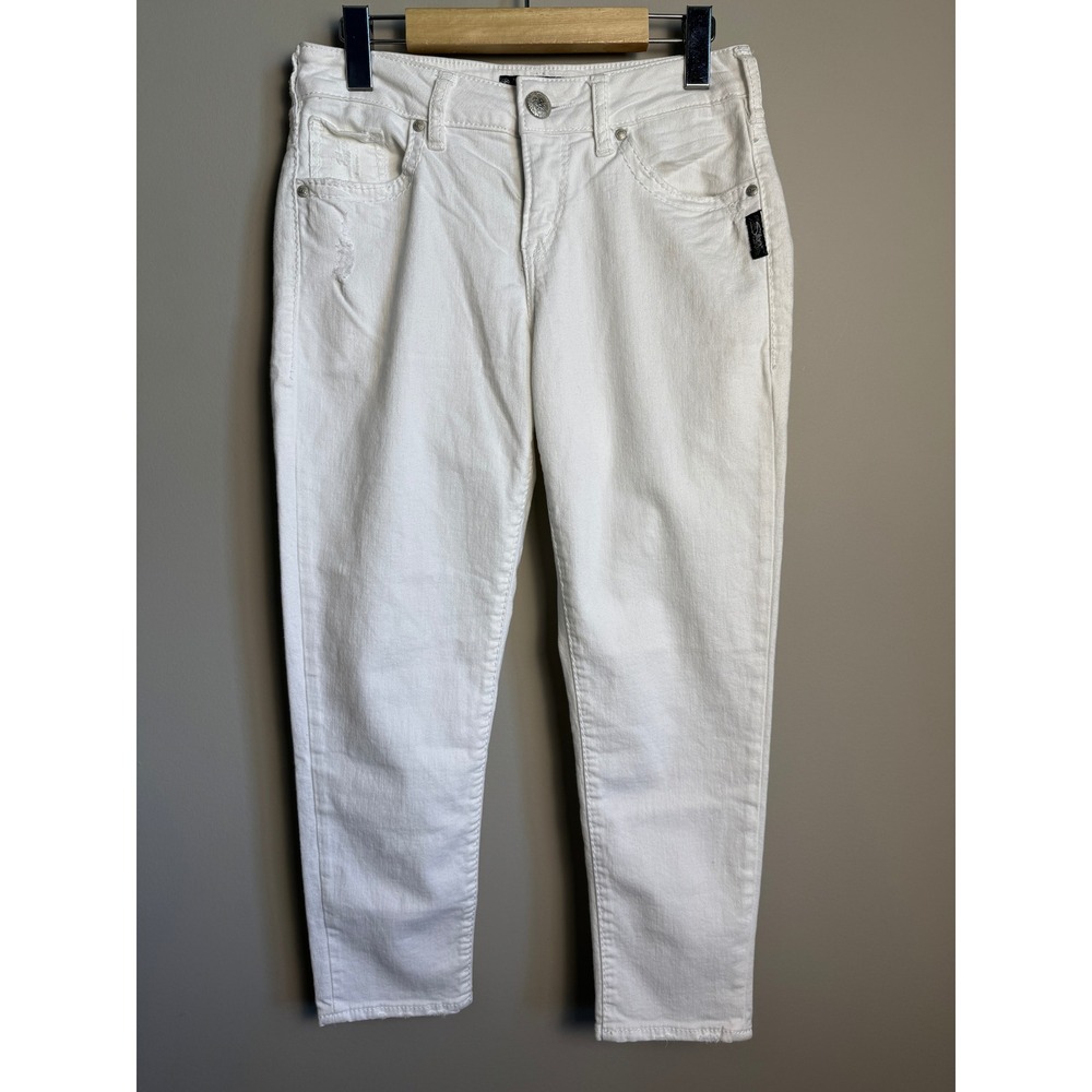 Silver Jeans Suki High Capri White Denim Jean Boho Coastal Minimalist Preppy Y2K